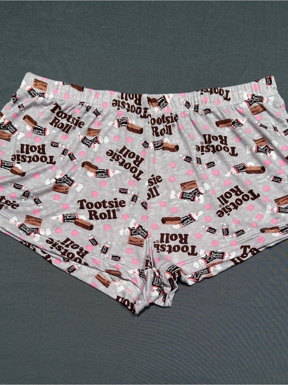 Tootsie Roll Grey & Pink Polka Dot Pajama Lounge Sleep Shorts